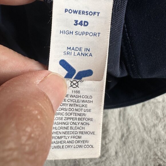 Old Navy Sports Bra Womens 34D Powersoft High Support Front Zip Navy Wireless - Picture 3 of 6